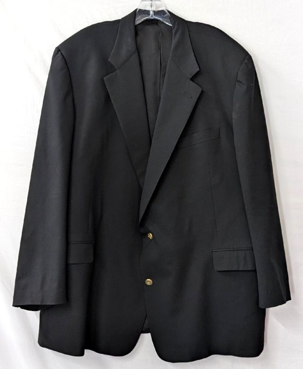 Title: Burberry London Black 100% Wool Blazer Gold Crest Buttons 52L/ US 42L